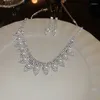 Halsband örhängen set strass pärlvatten droppar tofsar choker örhänge för kvinnor lyxiga temperamentsmycken