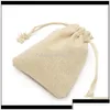 Jewelry Pouches Bags Pouches Bags Display 50Pcs Small Natural Linen Pouch Burlap Jute Sack With Dstring Packaging Bag Jewelry Ipcdl D Dhyic