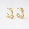 Hoop Earrings Zircon C Shape Ear Clip For Women Man Fashion Clasp Non-Piercing Copper Gold Plated Cuff Hip Hop Jewelry Fixture