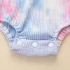 Barboteuse à manches longues, vêtements pour bébé fille, body avec nœud papillon, imprimé tie-dye, tenues côtelées pour nourrissons