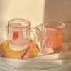 Weingläser im japanisch-koreanischen Stil, Mädchen-Herz, Blase, Stern, leere Tasse, Griff mit Pailletten, doppelschichtiges Glas, einfache Haushaltskaffeemilch