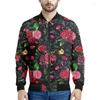 Herenjassen Kleurrijke Rose Flower 3D-bedrukte jas Lente Herfst Bloemen Grafisch Sweatshirt Dames Tops Lange mouwen Rits Bomberjas