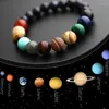 Brazalete Universo Sistema Solar Pulsera Piedra Natural Ocho Planetas Pulseras Para Mujeres Hombres Fantasía Pareja Fiesta Joyería Regalos