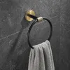 Anillos de toalla Barra de toalla dorada y negra Toallero de acero inoxidable montado en la pared Juegos de accesorios de baño Soporte de papel Anillo de toalla Escobilla de baño 240321
