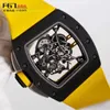 Брендовые спортивные часы RM Наручные часы RM61-01 Мужские часы серии Green Runway Hollow Ntpt Carbon Fiber Черный керамический хронограф