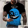 Homens camisetas Mens Casual Curto-Sved Hip-Hop Face 3D Impressão Blusa Plus Size Plover T-shirt 2022 Gota Entrega Vestuário Roupas Te Dhbzd