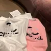 女性Oネック半袖コットンファブリックルーズミディアムレターエンチリーパイレットデシンガーTシャツmlxl