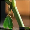Outros acessórios de moda natural um jade jasper brincos mulheres estilo nacional elegante entrega longa otspv