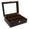Obserwuj skrzynki Paski 10 siatki drewniane pudełko biżuteria Wyświetlacz Uchwyt Organizator Organizator Case Capay Box1274T
