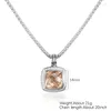 Pendentif colliers 14mm carré Morganite couleur Zircon pierre collier et pendentifs cuivre cou boîte chaîne Vintage bijoux accessoires pour la fête