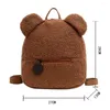 Mochila Nome Personalizado Urso Orelha Personalizado Bordado Kid's Kindergarten Book Bags Personalizado Ao Ar Livre Pelúcia Lanche