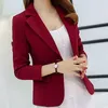 Kvinnors kostymer kvinnor blazer formella smala blazers lady kontorsarbete kostym fickor jackor kappa korea notched krage avslappnad kort outkläder jacka