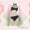 Cosplay Anime Costumes Demon Kanroji Mitsuri Swimsuit Kochou Shinobu Cardigan Swimsuit Set Summer Bikini Beach rollspel Swimsuitc24321