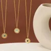 Collane con ciondolo Collana impermeabile in acciaio inossidabile placcato oro 14k con pietra naturale di girasole per gioielli da donna e ragazze