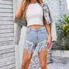 Damesshorts zomer dames gescheurd denim diamant kwastje parel dameskleding casual hoge taille broek streetwear mode