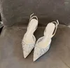 Sandales Baotou Femmes 2024 Été Fine Talon Maille Style Fée Demoiselle D'honneur Pointu Haute Chaussures De Mariage Tendance Instagram