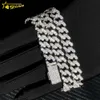 Wholesale Fine Jewelry 5A Cubic Zircon 14K Gold Plated Sterling Sier 2Rows Cz Iced Out Cuban Link Chain