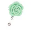 Brooches 100pcs/45mm Multiple Color Rose Flower Resin Retractable RN ID Badge Holder Student Reel Name Clip