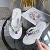 Slippers 2024 Sale Women's Flip Flops Fashionable Crystal Casual Ladies High Quality Chain Flat