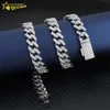 Wholesale Fine Jewelry 5A Cubic Zircon 14K Gold Plated Sterling Sier 2Rows Cz Iced Out Cuban Link Chain