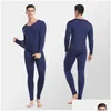 Intimo termico da uomo Intimo termico invernale Veet Warm Plus Size 4Xl Abito elastico senza cuciture Febbre Mutande lunghe Abbigliamento consegna drop Otqm1