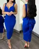 Casual Dresses Women's Evening Party Dress 2024 Latest Fashion Solid Color Elegant Temperament Plunge Backless Ruffles Sleeveless Skinny