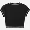 Kvinnors T-skjortor Y2K Fashion Angel Letter Tryckt T-shirt Kortärmad rund krage Kontrast Stitch Slim Wild Leisure Summer