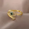 Cluster Rings Simplicity Retro Zircon Blue Eyelash Eyes Hollow Out Opening Ring for Women Fine Fashion Advanced Jewelry Party Gift Sar158