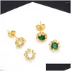 Stud Earrings Mini Clear Crystal Round Ear Studs For Women Girls Copper Cz Rhinestone Flower Gold Plated Jewelry Gifts Ersa239 Drop De Ot5Io