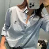 Designer Shirt Women Shirts Letters Embroidered Plaid Short Lapel Blouse Fashion Long Sleeve Coat Tops Asian Sizes