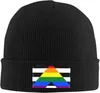 Berets Straight Ally Pride Flag LGBTQ Adultos Knit Beanie Chapéu de Inverno Homens Mulheres Crânio Cap Ao Ar Livre Quente Caps Preto