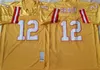 Retro Football Vintage 40 Mike Alstott Jerseys 75th Anniversary 56 Hardy Nickerson 12 Tom Brady 63 Lee Roy Selmon 99 Warren Sapp All Stitched Team Yellow Red Color