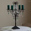 Castiçais elegantes, suporte de cristal, castiçal de metal preto, luxo, sala de estar, decoração, casa, casamento, peças centrais, acessórios