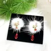 Boucles d'oreilles à clous, 20 paires/lot, cadeau de l'année, père noël, prune, cerf, boule de velours blanc, cristal rouge, pendentif Long pour noël