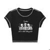 Kvinnors T-skjortor Y2K Fashion Angel Letter Tryckt T-shirt Kortärmad rund krage Kontrast Stitch Slim Wild Leisure Summer