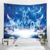 Tapisserier Dream Landscape Tapestry Wall Hanging Starry Sky Castle Bohemian Printed tyg Hemdekorationrum