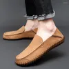 Casual Shoes Men's Loafers Penny Loafer Flats Driving Mules Handgjorda slip på låg top vår för manlig fritidsformell läderspri