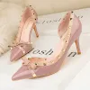 Pumps 6cm New Fashion Patent Leather Pumps with Rivet Bow Sexy High Heels Gray Party Women Shoes 40 41