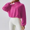 Women 's Turtleneck Sweatshirt Sport Outdoor Zipper Loose Cropped Top Oversized Long Sleeve Running Gym 240321