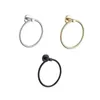 Anillos de toalla Anillo de toalla Negro/Oro cepillado Acero inoxidable Colgante de pared Agujero de taladro Estante de almacenamiento de toallas Accesorios de baño Toallero redondo 240321