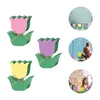 Decorative Flowers 3 Pcs Wooden Flower Ornaments Showcase Decor Home Cartoon Spring Decorations Interior Toddler Bulk Candy