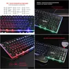 Keyboard Mouse Combos 104 Gaming Russe Rétro Rond Keycap Rgb Rétro-Éclairé USB Filaire Machine À Écrire Claviers Souris Kit Pour Gamer Drop Del Ot9Sd