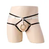 Underpants Men Sexy Sissy G-String Crotchless O-Ring Hole Lingerie Jockstrap Hollow Out Underwear Low Rise Elastic Belt Thongs Erotic Pants