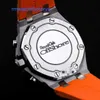 Orologio da polso Crystal AP 26231ST Calibro meccanico automatico originale in acciaio con diamanti con un diametro di 37 mm Orologio con quadrante panda arancione