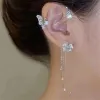 Koreaanse Mode Zirkoon Vlinder Elf Oor Manchet voor Vrouwen Fonkelende Zirkoon Kristal Zonder Piercing Clip Oorbellen Bruiloft Sieraden