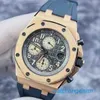 Berömda armbandsur spännande AP -armbandsur Royal Oak Offshore Series 26470or Grey Dial 18k Rose Gold Mens Watch Automatic Machinery