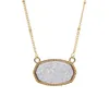 Pendentif Colliers Résine Ovale Druzy Collier Or Couleur Chaîne Drusy Hexagone Style Designer Marque De Mode Bijoux pour Femmes