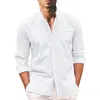 Erkekler Sıradan Gömlek Erkekler Gömlek Stand Yakası Uzun Kollu Nefes Alabilir Düz Renk İlkbahar/Sonbahar Şık bir rahat görünüm için