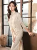 Ethnic Clothing Qingxiao Yulu Autumn Chic Young Chinese Style High-Grade Three-Quarter Sleeve Daily Lace Cheongsam Dress