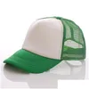Шариковые кепки Обычные кепки дальнобойщика для рекламы Мужчины Женщины Пользовательская печать Вышивка логотипа 5 панелей Пустая летняя сетчатая кепка Регулируемая Snapback Spo Dhn60